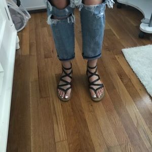 Black Bungalow Gladiator Strappy Sandals